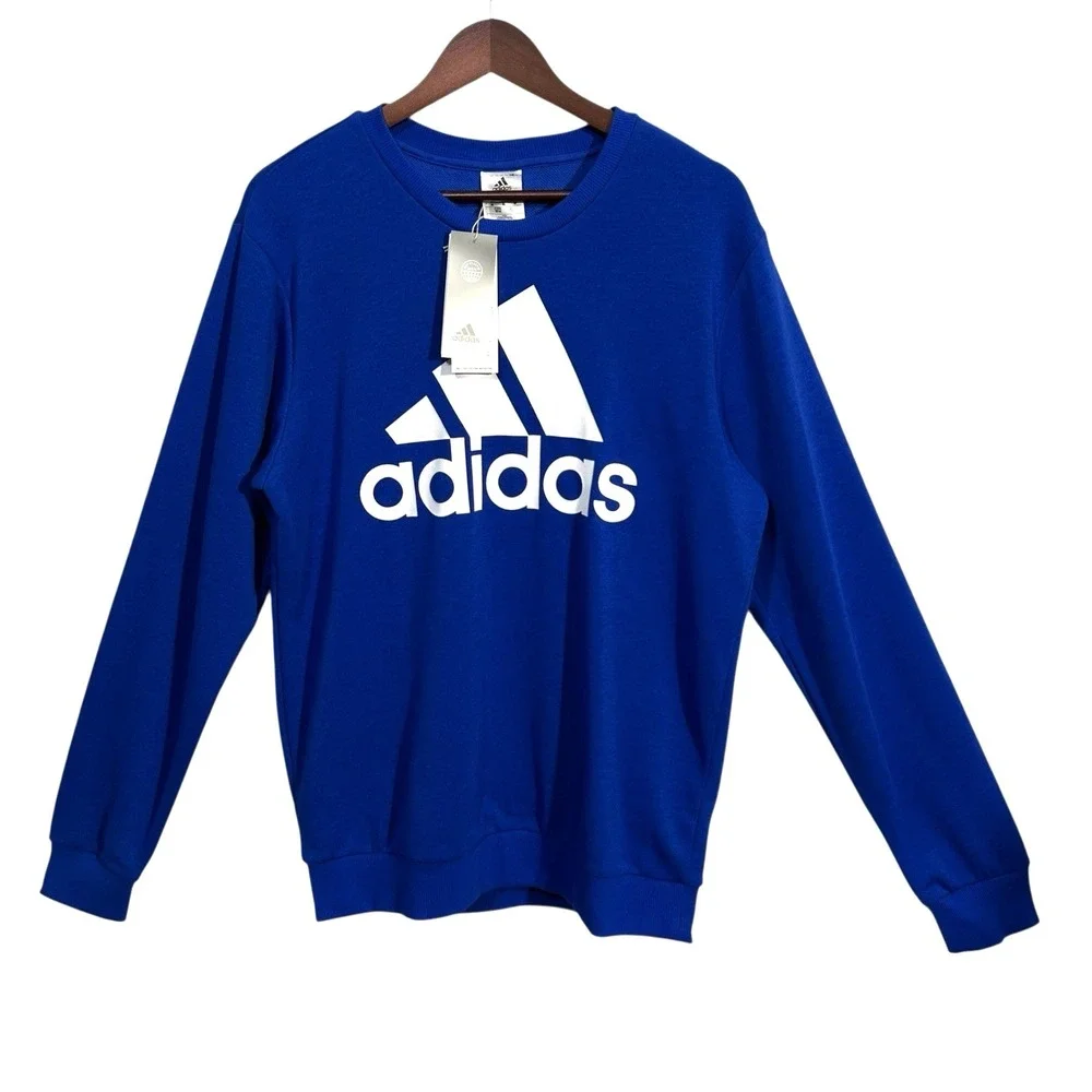 Adidas Essentials Mens French Terry Crew Neck Sweatshirt Size M Team Royal‎ Blue